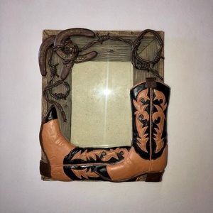 Cowboy County Western Rustic Ceramic Picture Frame 4x6